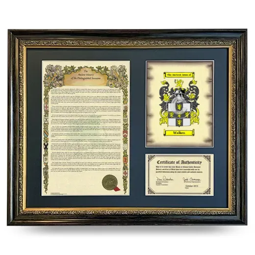Walken Framed Surname History and Coat of Arms- Heirloom