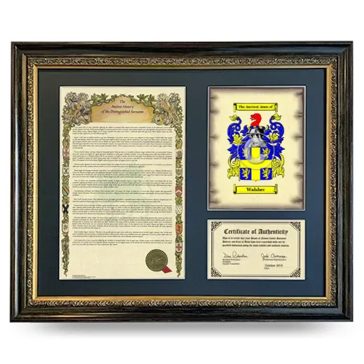 Walsher Framed Surname History and Coat of Arms- Heirloom