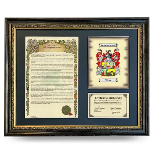 Waltz Framed Surname History and Coat of Arms- Heirloom