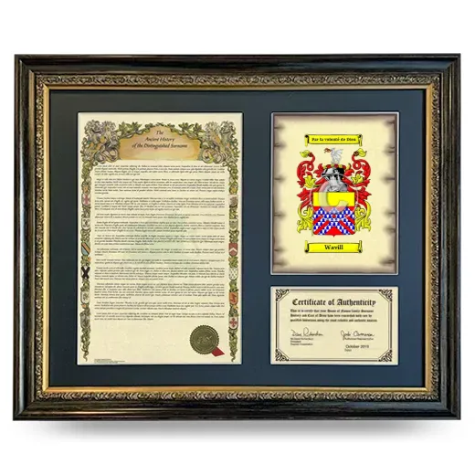 Wavill Framed Surname History and Coat of Arms- Heirloom