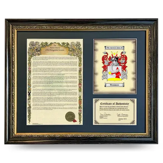 Waxman Framed Surname History and Coat of Arms- Heirloom