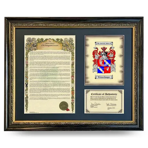 Weisenburger Framed Surname History and Coat of Arms- Heirloom