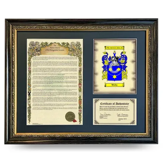 Welty Framed Surname History and Coat of Arms- Heirloom