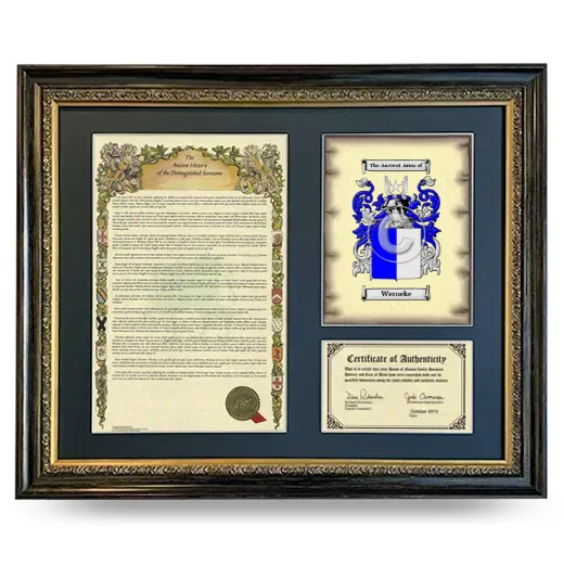 Werneke Framed Surname History and Coat of Arms- Heirloom