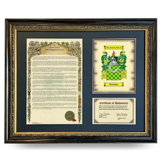 Wetmore Framed Surname History and Coat of Arms- Heirloom