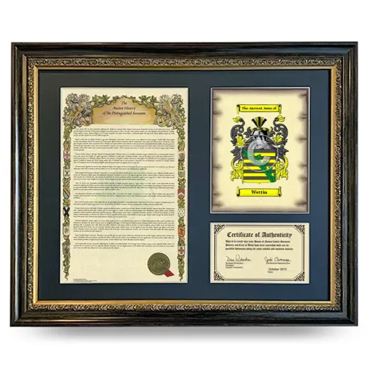 Wettin Framed Surname History and Coat of Arms- Heirloom