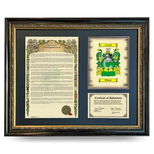 Whaler Framed Surname History and Coat of Arms- Heirloom