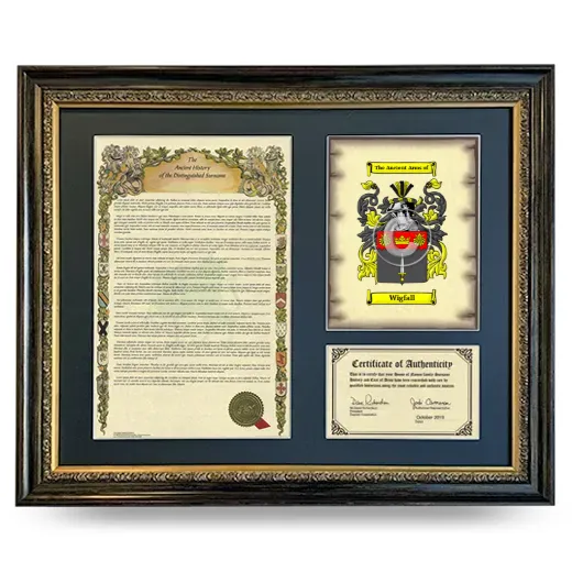 Wigfall Framed Surname History and Coat of Arms- Heirloom