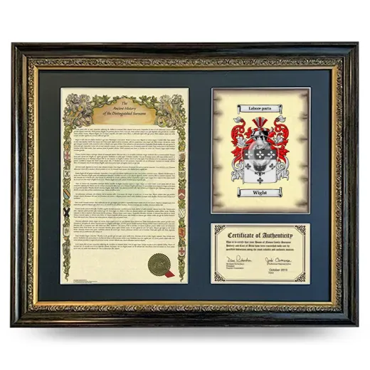 Wight Framed Surname History and Coat of Arms- Heirloom