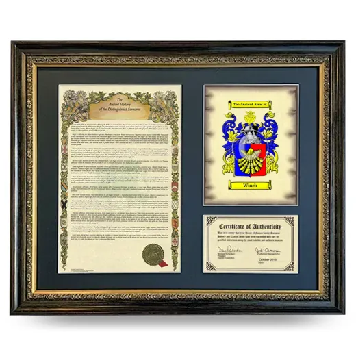 Winch Framed Surname History and Coat of Arms- Heirloom