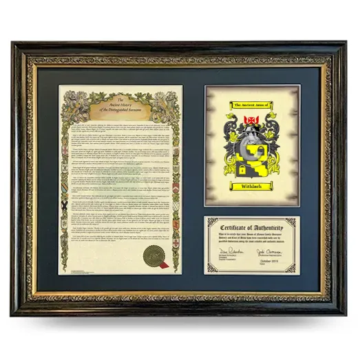 Withlach Framed Surname History and Coat of Arms- Heirloom