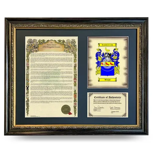 Wraye Framed Surname History and Coat of Arms- Heirloom