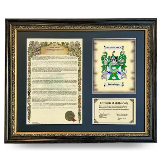 Wulveledge Framed Surname History and Coat of Arms- Heirloom