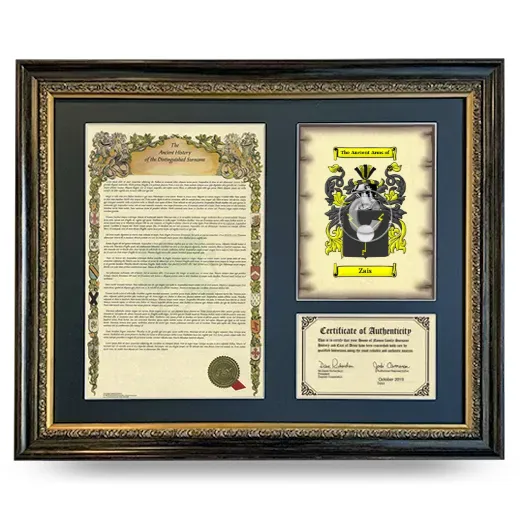Zais Framed Surname History and Coat of Arms- Heirloom