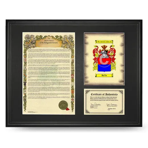 Bul'la Framed Surname History and Coat of Arms - Black