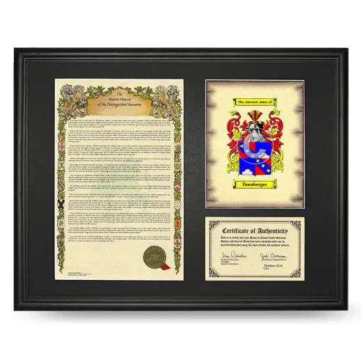 Dornberger Framed Surname History and Coat of Arms - Black