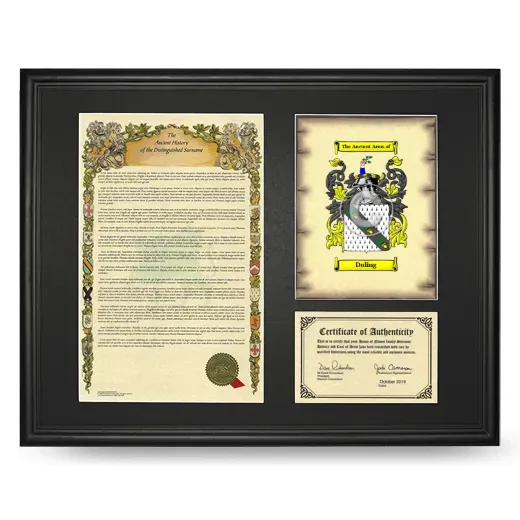 Duling Framed Surname History and Coat of Arms - Black
