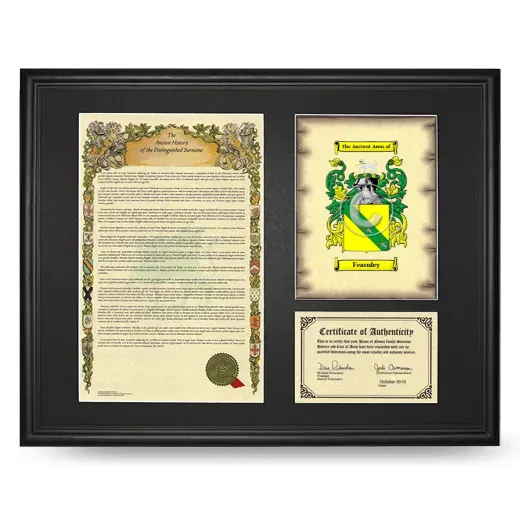 Fearnley Framed Surname History and Coat of Arms - Black