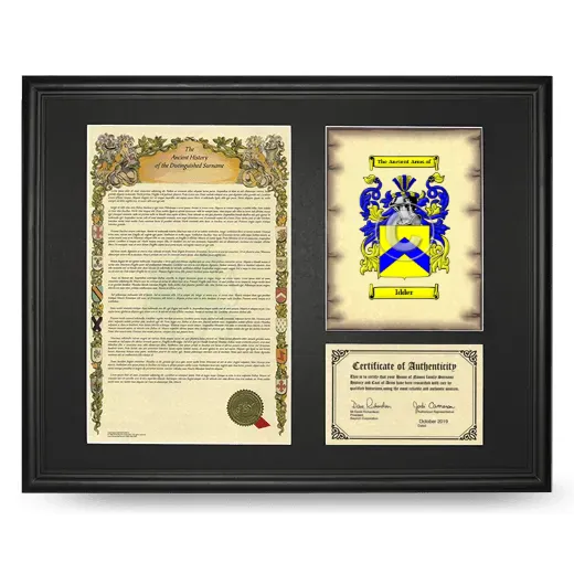 Idder Framed Surname History and Coat of Arms - Black