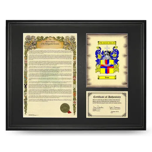 Iron Framed Surname History and Coat of Arms - Black