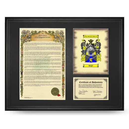 Kaipf Framed Surname History and Coat of Arms - Black