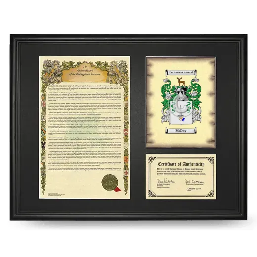 McDay Framed Surname History and Coat of Arms - Black