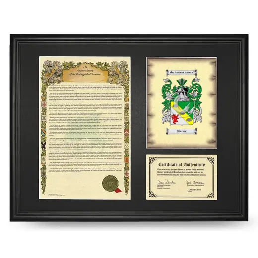 Nader Framed Surname History and Coat of Arms - Black