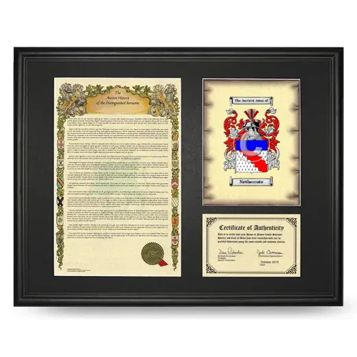 Nethercote Framed Surname History and Coat of Arms - Black
