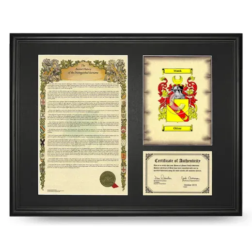Otter Framed Surname History and Coat of Arms - Black