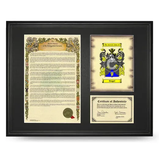 Ringel Framed Surname History and Coat of Arms - Black