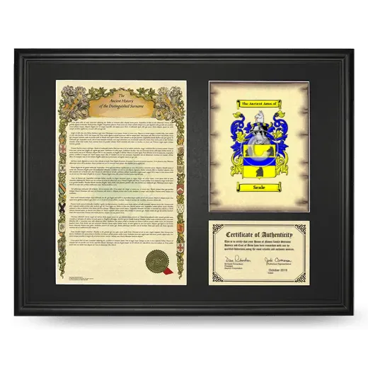 Seale Framed Surname History and Coat of Arms - Black