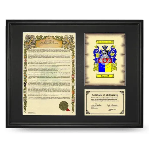 Tapscott Framed Surname History and Coat of Arms - Black