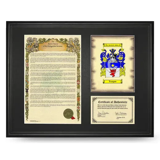 Trosper Framed Surname History and Coat of Arms - Black