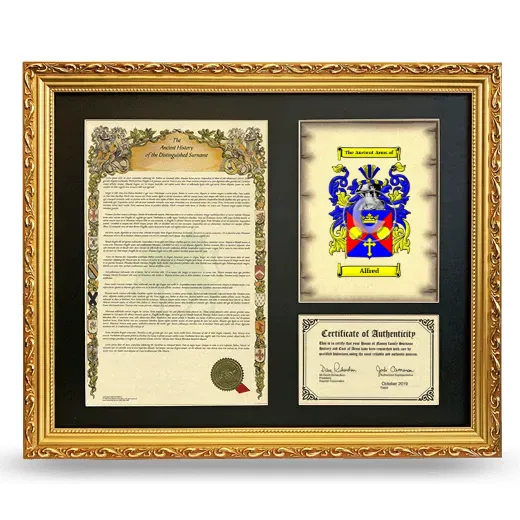 Alfred Framed Surname History and Coat of Arms- Gold