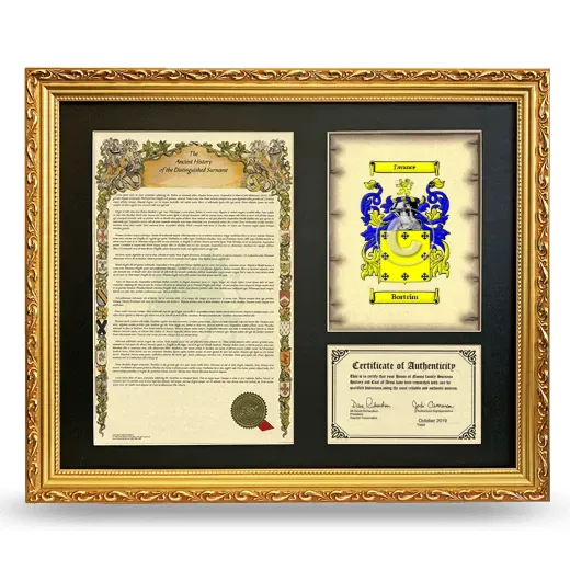 Bortrim Framed Surname History and Coat of Arms- Gold