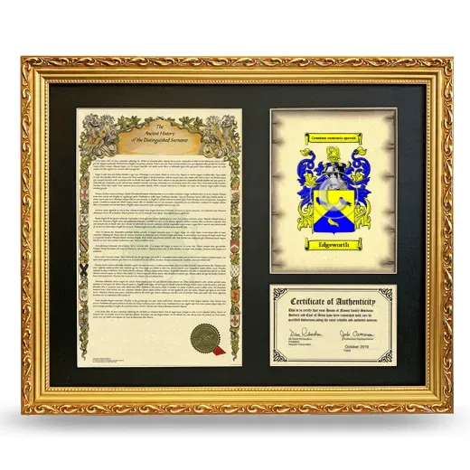 Edgeworth Framed Surname History and Coat of Arms- Gold