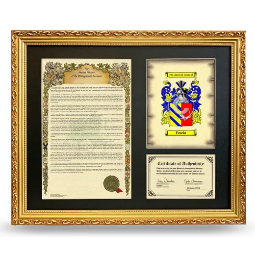 Feucht Framed Surname History and Coat of Arms- Gold