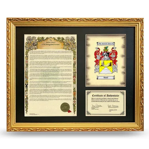 Need Framed Surname History and Coat of Arms- Gold