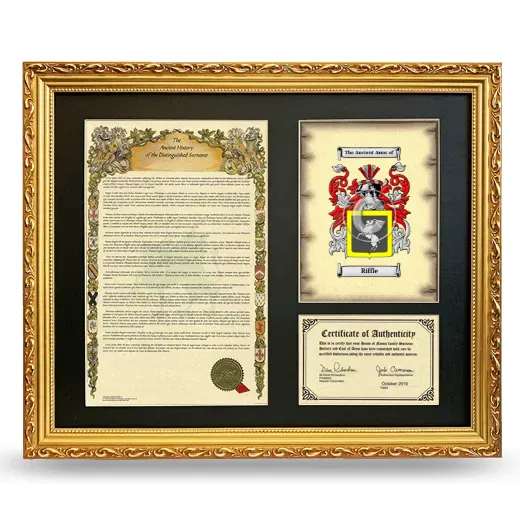 Riffle Framed Surname History and Coat of Arms- Gold