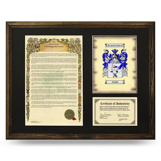Aassie Framed Surname History and Coat of Arms - Brown