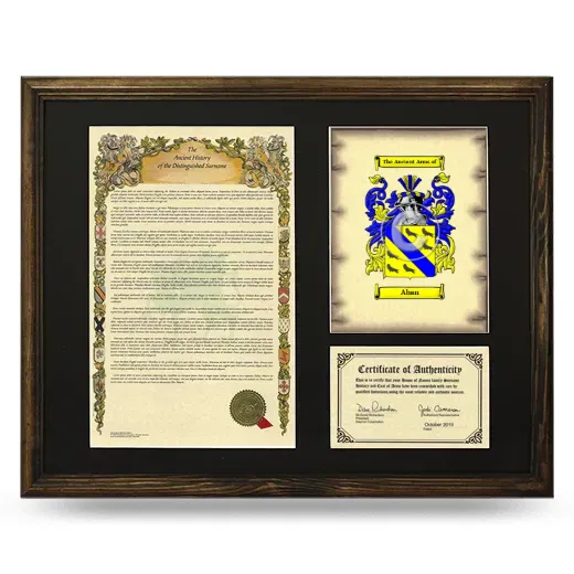 Aban Framed Surname History and Coat of Arms - Brown