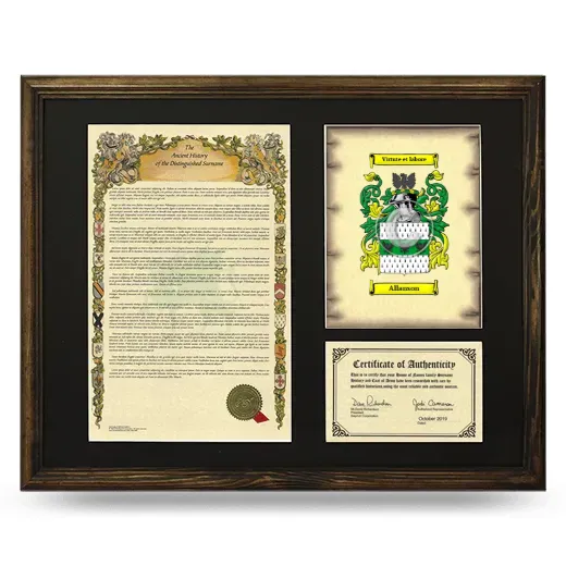 Allanson Framed Surname History and Coat of Arms - Brown