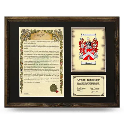 Alldrorth Framed Surname History and Coat of Arms - Brown
