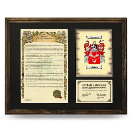 Alliphent Framed Surname History and Coat of Arms - Brown