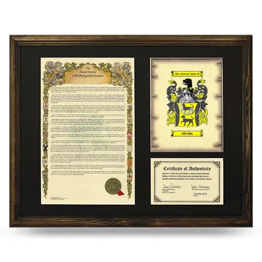 Altolm Framed Surname History and Coat of Arms - Brown