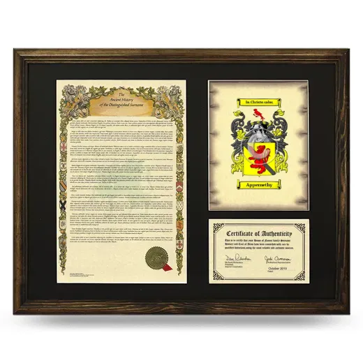 Appernethy Framed Surname History and Coat of Arms - Brown