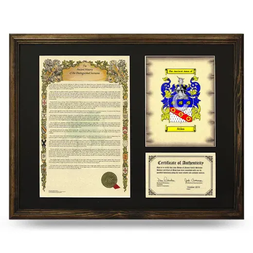 Atiss Framed Surname History and Coat of Arms - Brown