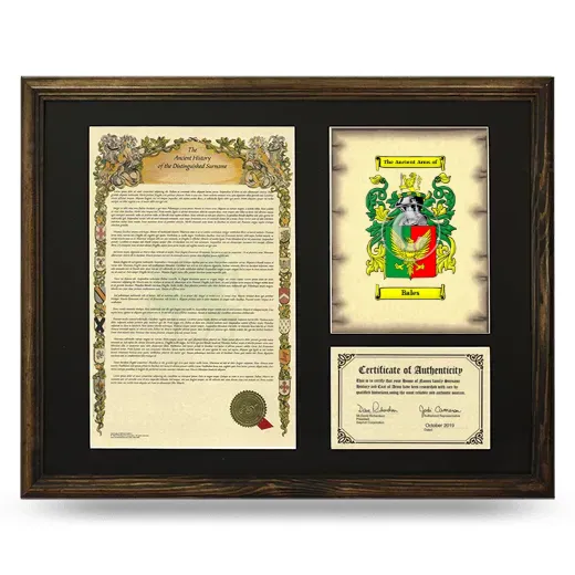 Bales Framed Surname History and Coat of Arms - Brown
