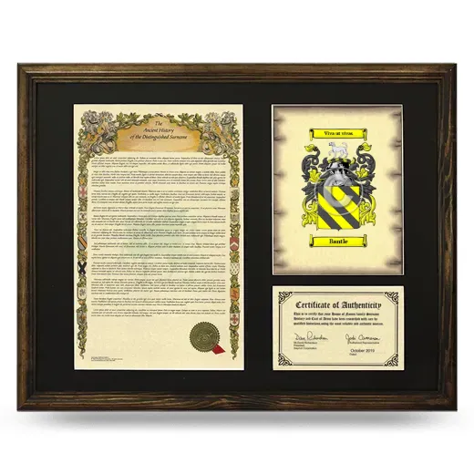 Bantle Framed Surname History and Coat of Arms - Brown