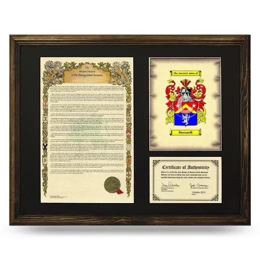 Barnardt Framed Surname History and Coat of Arms - Brown